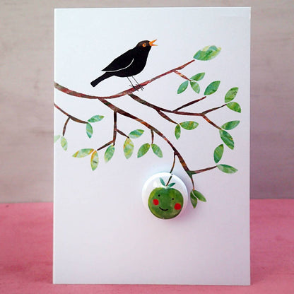 Happy Apple - Greeting card with badge