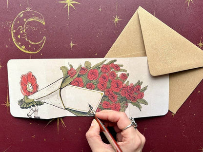 Handmade Flowers for Mum Card - Vintage inspired Fold Out Card