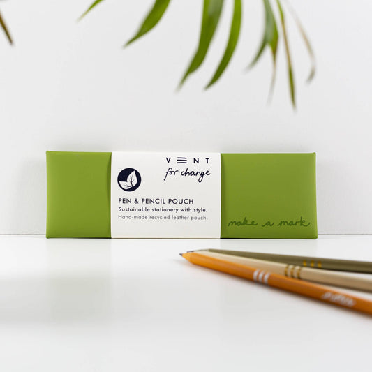 Pen / Pencil Pouch Recycled Leather - Green