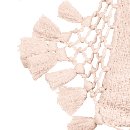 Anko Macrame Tassel Trim Cushion Blush