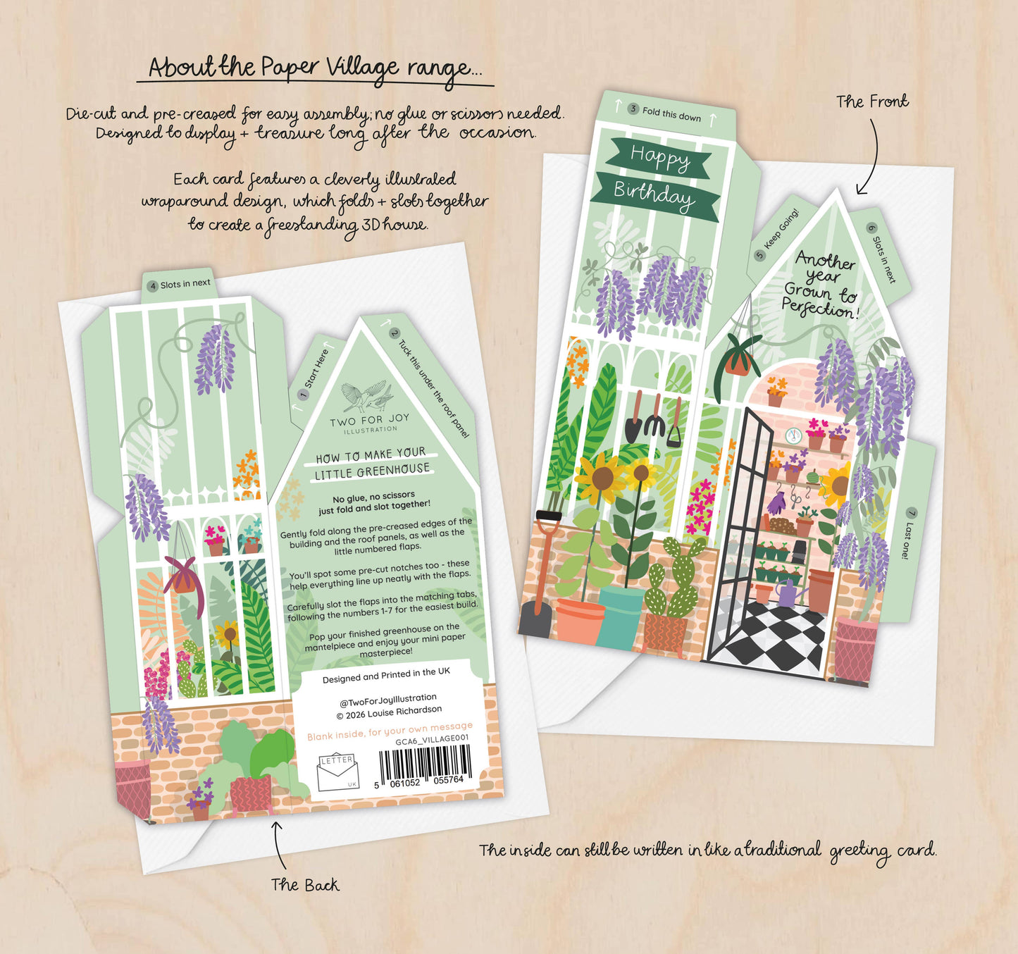 Greenhouse Birthday Card – 3D Slot Together Greeting Card