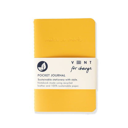Notebook A6 Recycled Leather & Paper Journal Yellow