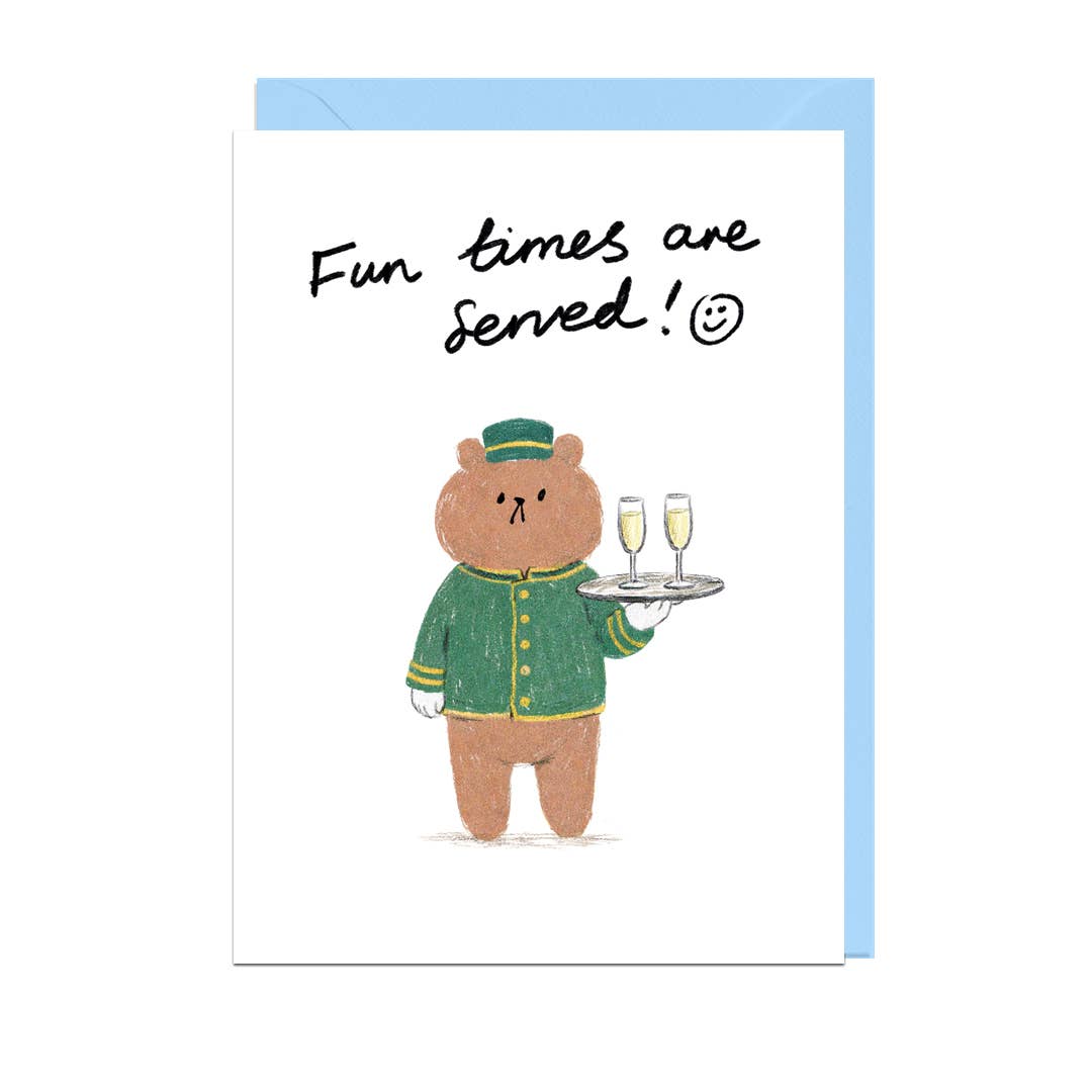 FUN TIMES SERVED, PALE BLUE ENVELOPE Card