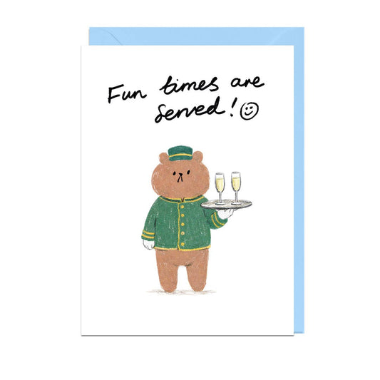 FUN TIMES SERVED, PALE BLUE ENVELOPE Card