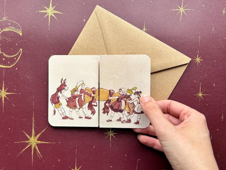 Vintage Christmas Cracker Card “The School Nativity”