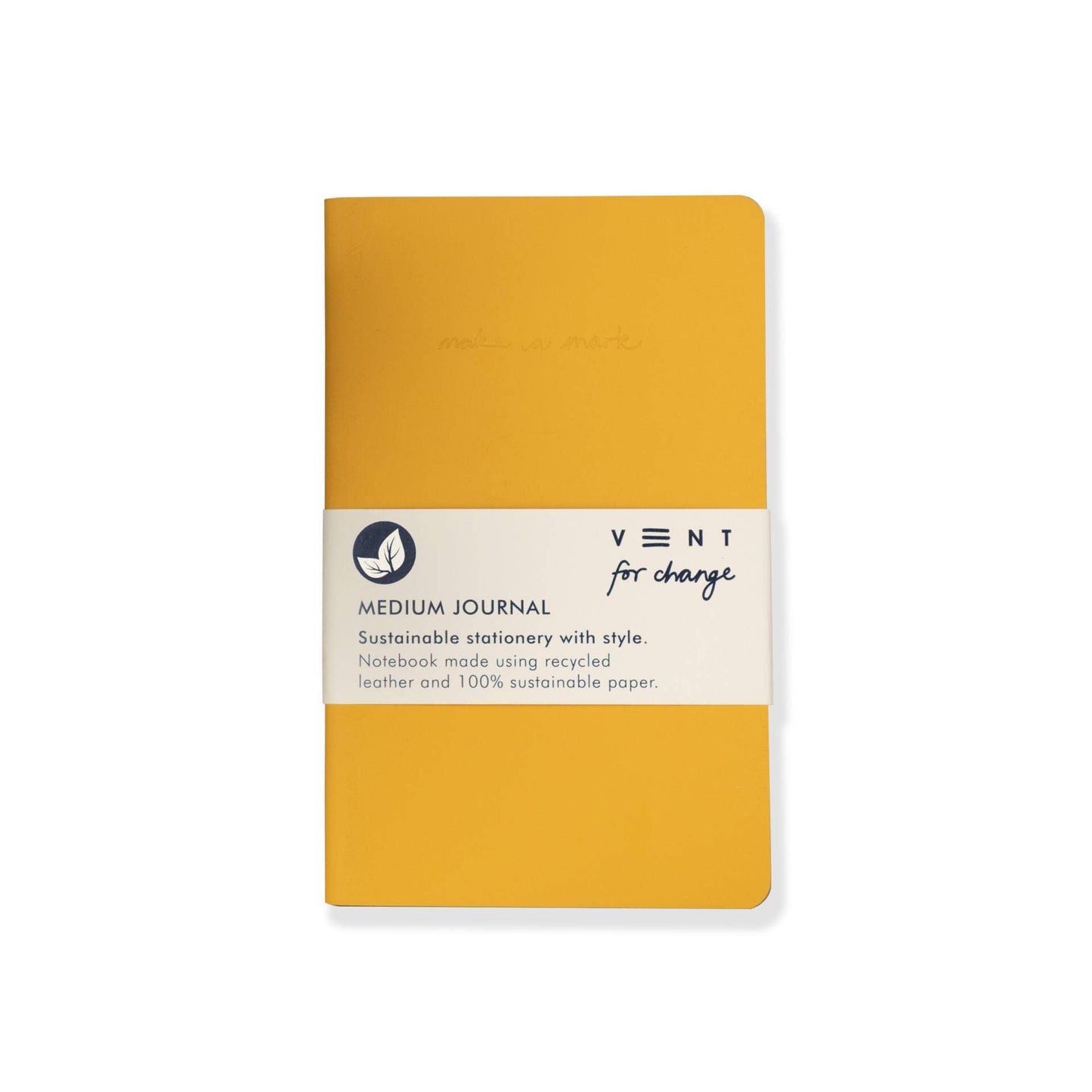 Notebook Recycled Leather Medium Journal - Yellow
