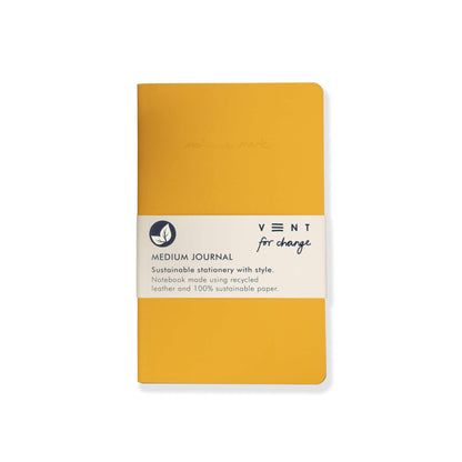 Notebook Recycled Leather Medium Journal - Yellow