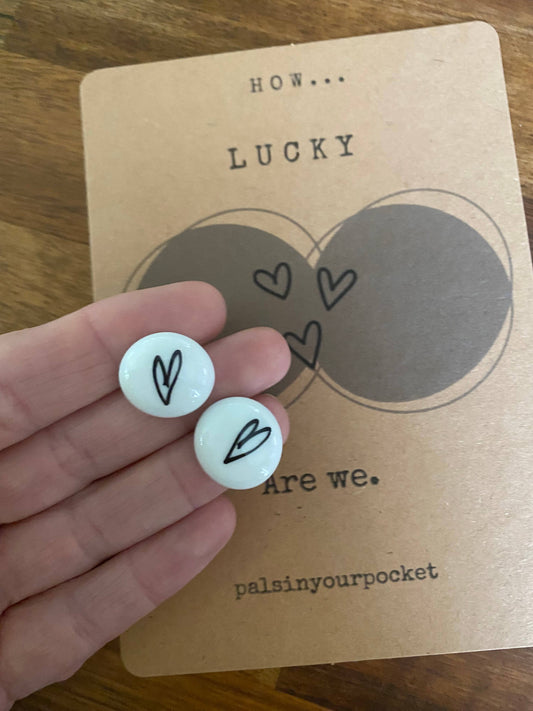 How lucky are we print. couple gift, friendship hearts. 