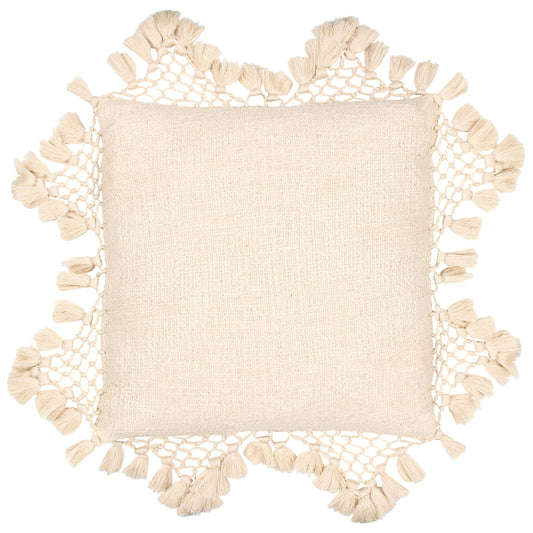 Anko Macrame Tassel Trim Cushion Oatmeal