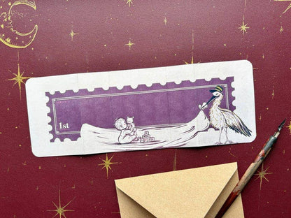 Handmade Stork New Baby Card: Vintage-Style Congratulations