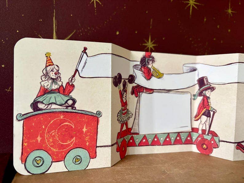 Vintage Circus Celebration Fold out Greeting Card for all occasions