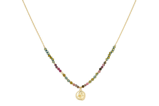 Allat Gold Tourmaline Beaded Pendant Necklace