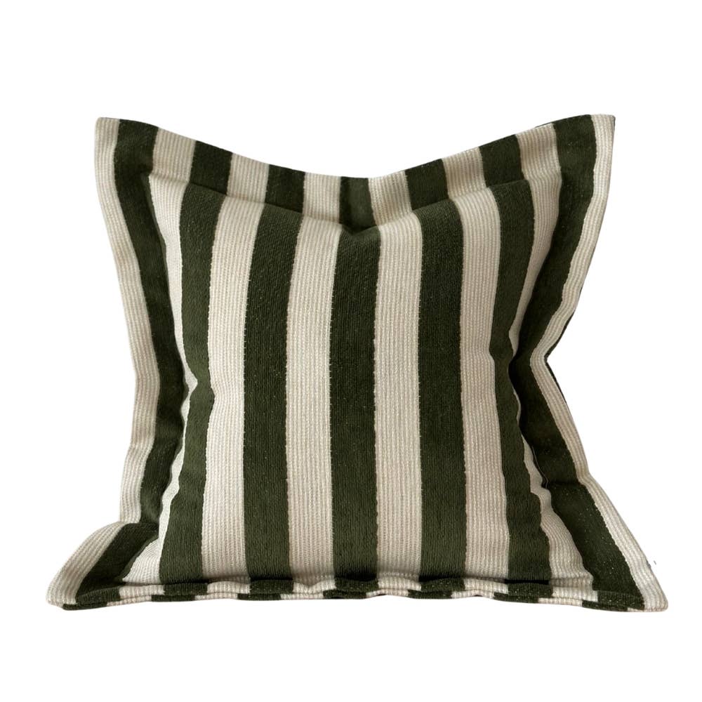Orla Olive Green Stripe Cushion 45x45cm
