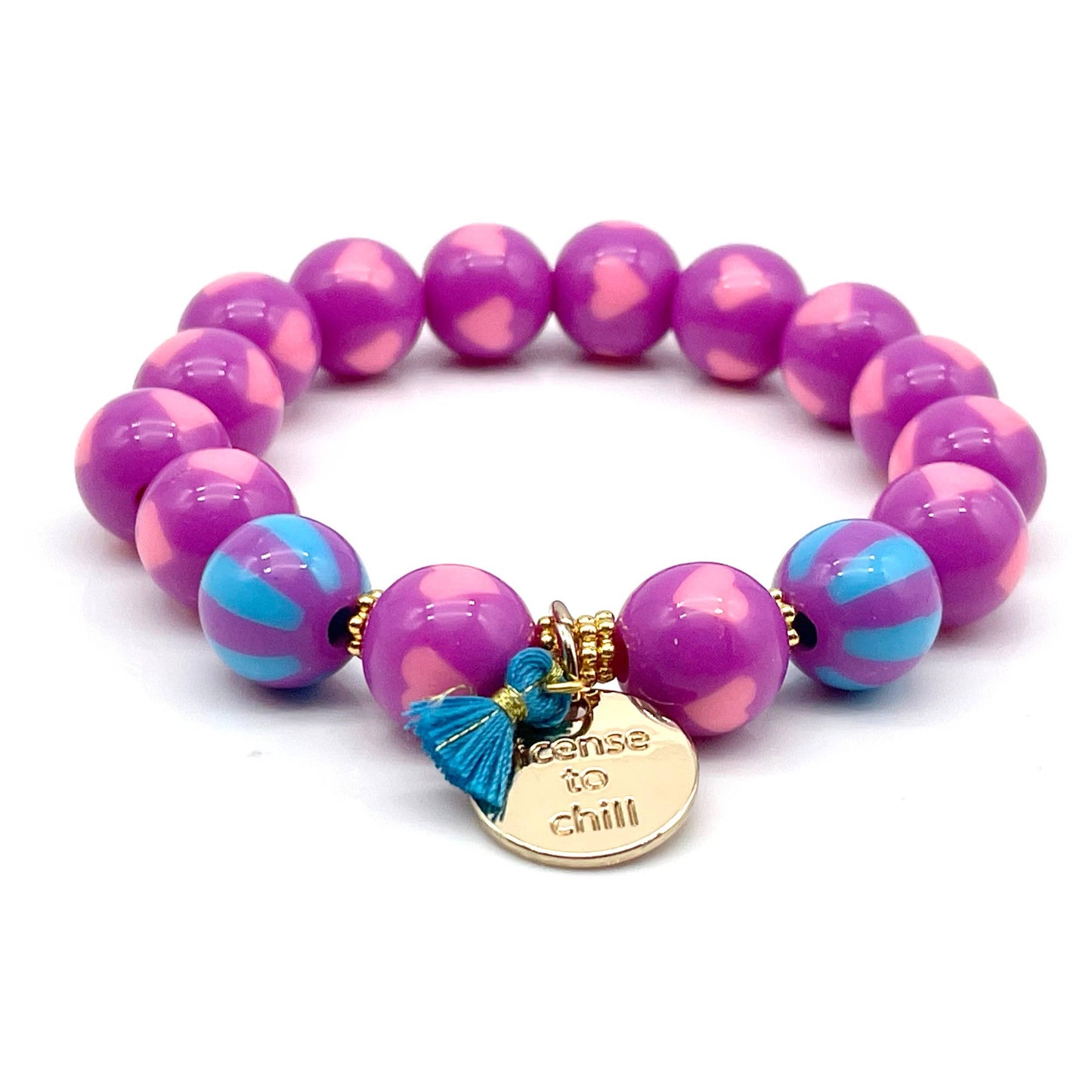 SWEET CANDY HEART BEAD elastic beaded bracelet
