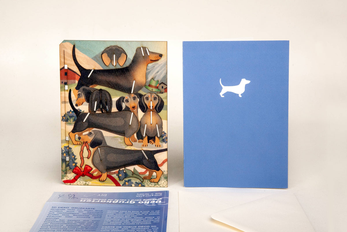3D puzzle wooden Dachshund greeting card Dachshund for dressing up