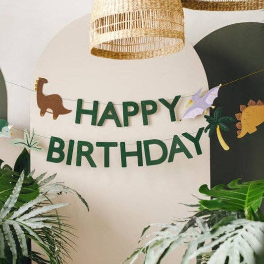 Partydeco Dinosaur Party Happy Birthday Banner - 3m