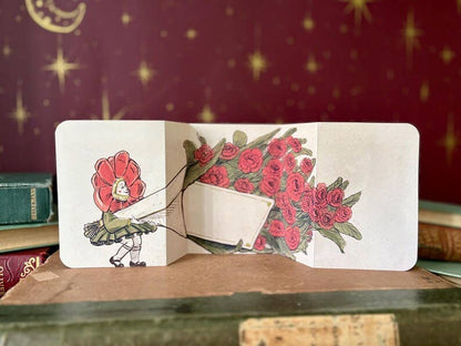 Handmade Flowers for Mum Card - Vintage inspired Fold Out Card