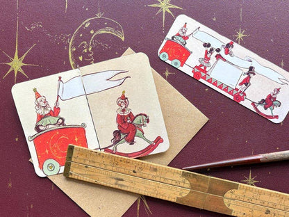 Vintage Circus Celebration Fold out Greeting Card for all occasions