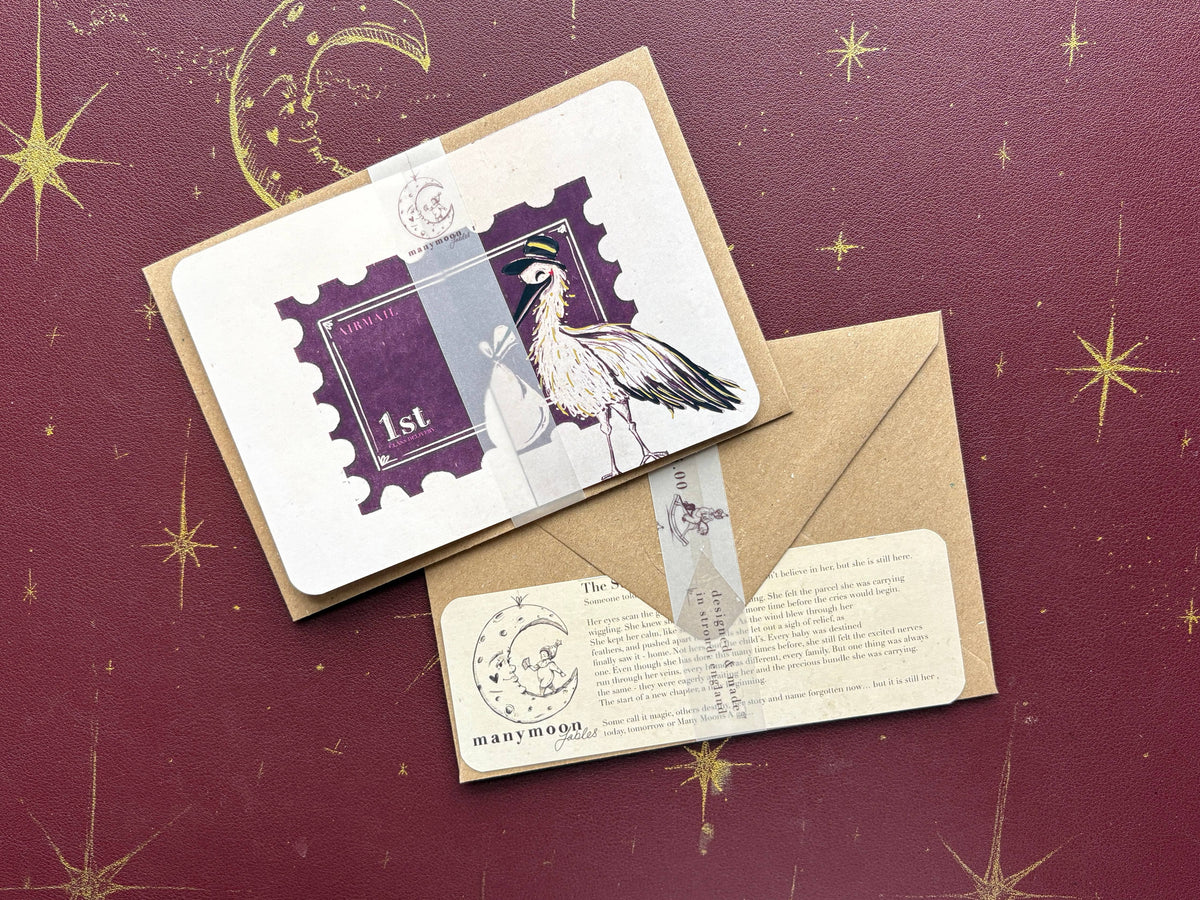Handmade Stork New Baby Card: Vintage-Style Congratulations