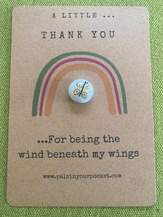 Thank you. Gold. Butterfly Charm and Rainbow card.
