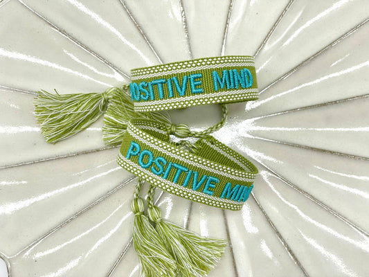 POSITIVE MIND statement bracelet woven, embroidered