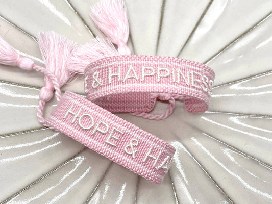 HOPE & HAPPINESS Statement Bracelet woven, embroidered