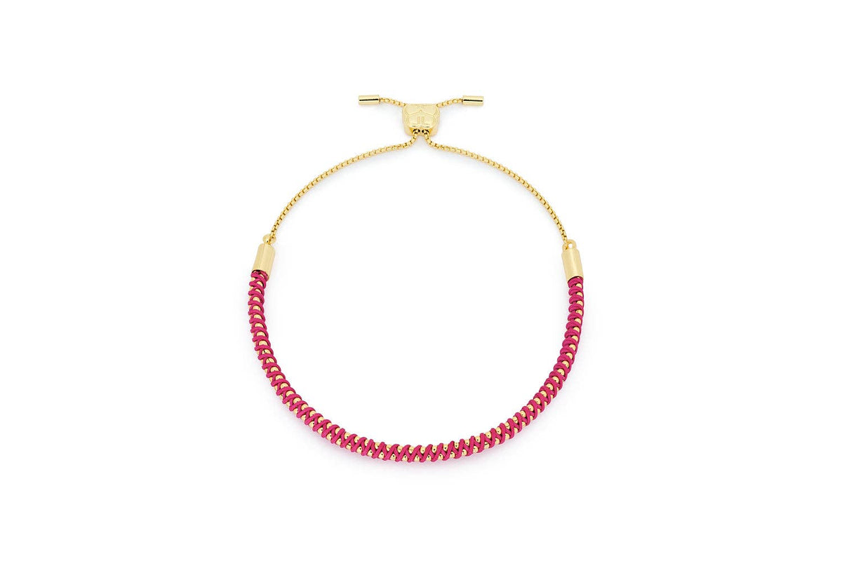 Emelia Raspberry Gold Braided Bracelet