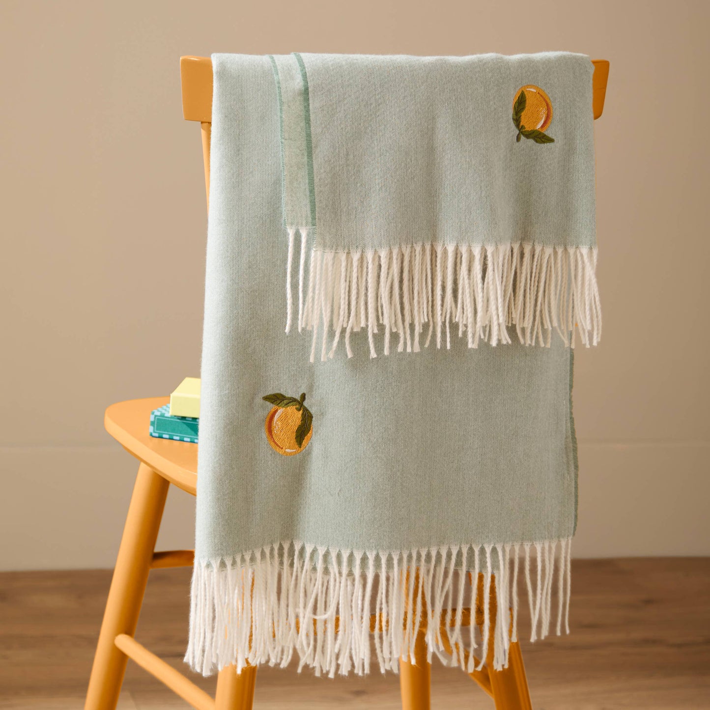 Fruits Lightweight Embroidered Throw Zesty Orange