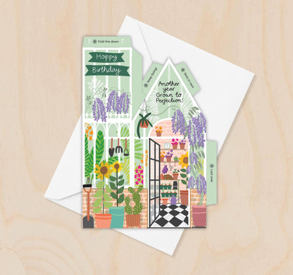 Greenhouse Birthday Card – 3D Slot Together Greeting Card