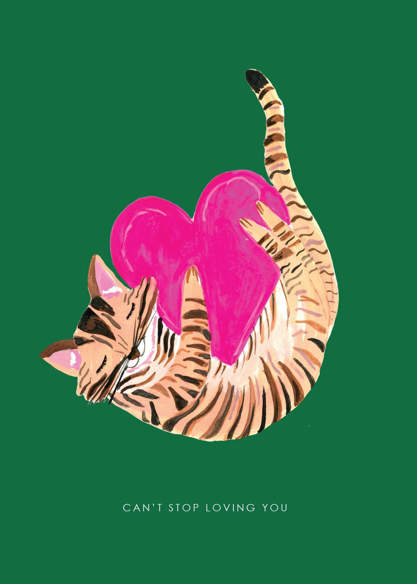 'Cat with Heart ' Greetings Card  