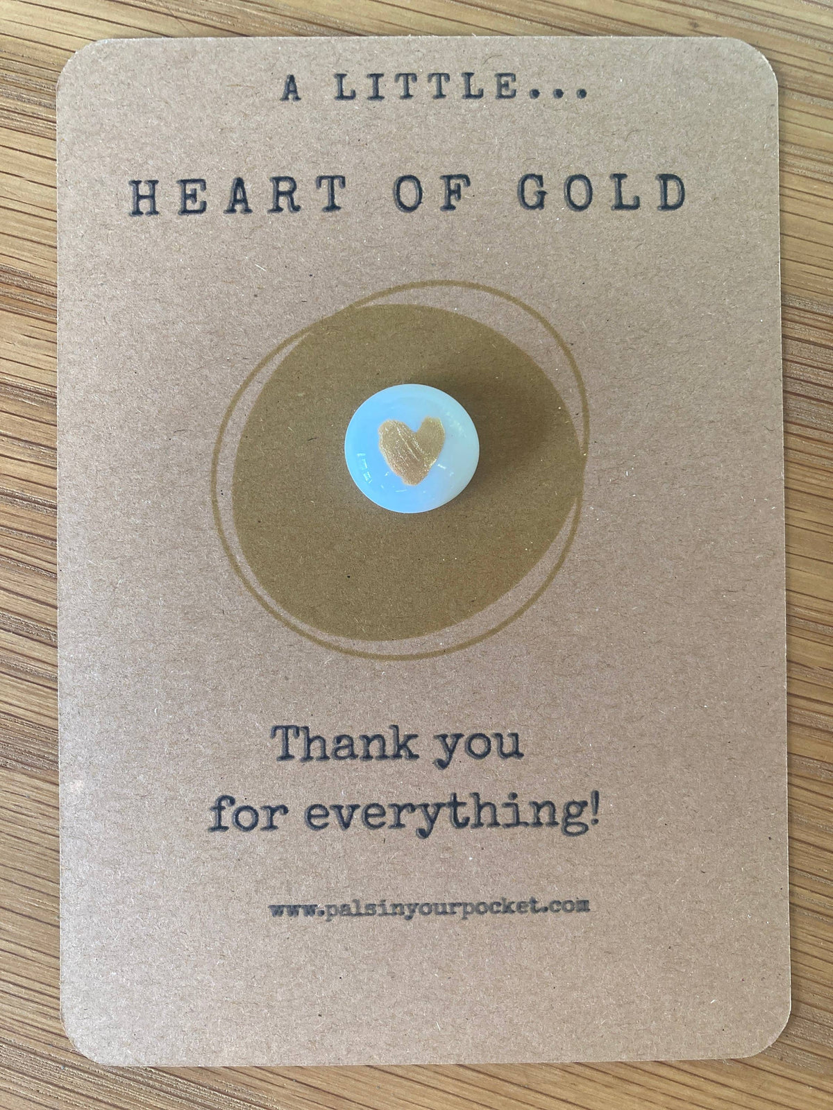 Heart Of Gold Pocket Pebble With Kraft Card And Charm