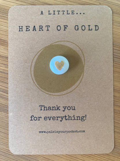 Heart Of Gold Pocket Pebble With Kraft Card And Charm