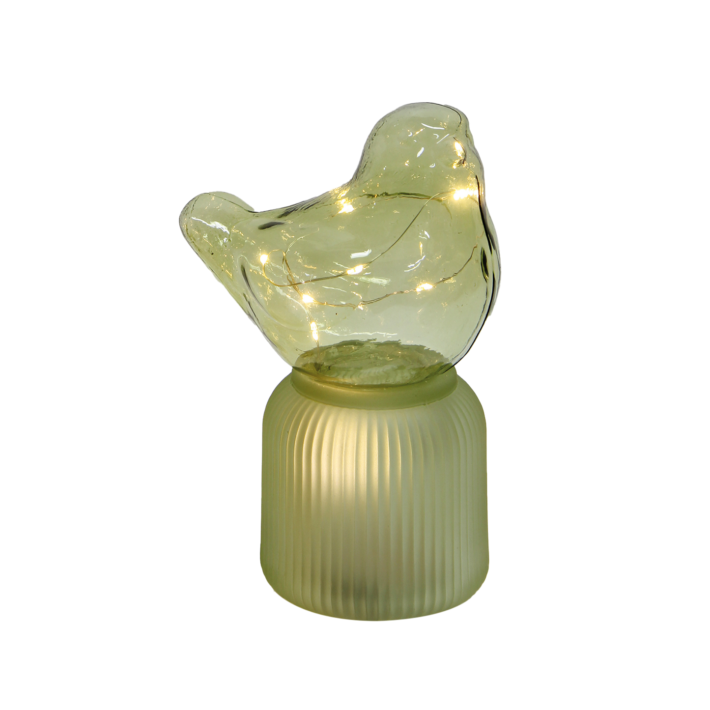LED decorative bird, green, battery-operated, L12.5 x D8.5 x H18.5 cm