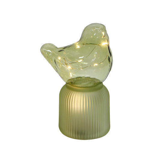 LED decorative bird, green, battery-operated, L12.5 x D8.5 x H18.5 cm