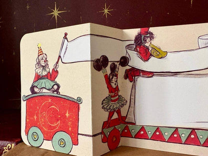 Vintage Circus Celebration Fold out Greeting Card for all occasions
