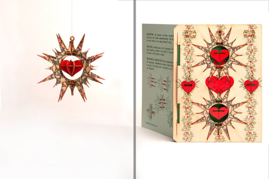 Christmas ornament with heart 3D decorative greeting card