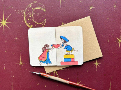 Fold Out Brick Heart Card, Children's Illustration, Daddy Card