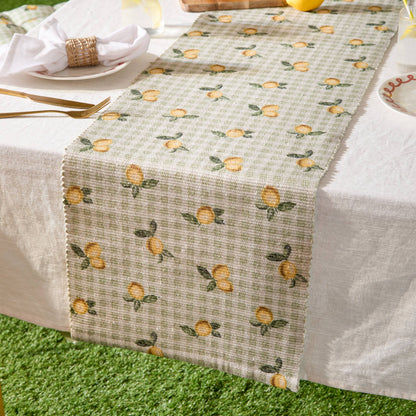 Fruits Lemons Indoor/Outdoor Table Runner Sage