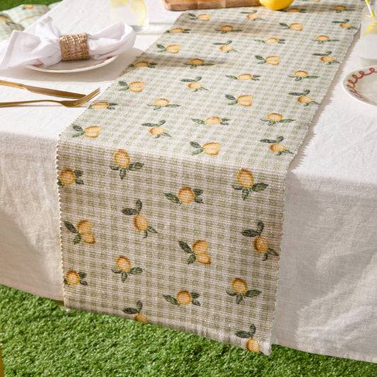 Fruits Lemons Indoor/Outdoor Table Runner Sage