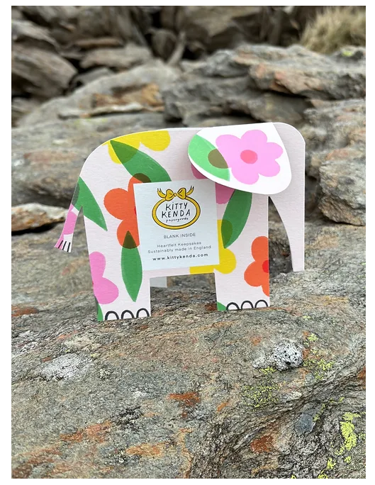 Floral Elephant A6 Standing Luxury Eco Card