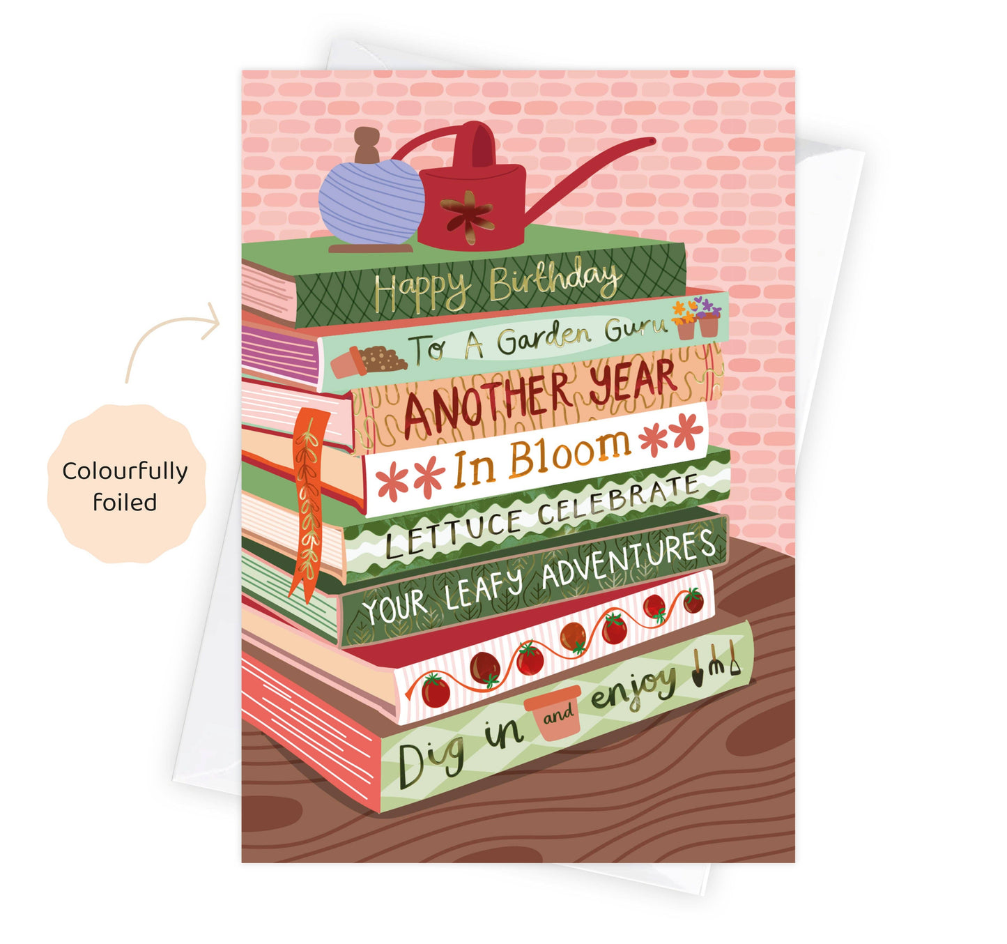 Happy Birthday Garden Guru - Foiled Bookish Birthday Card