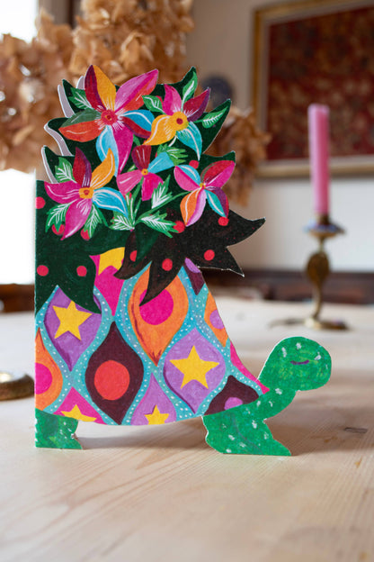 'Tortoise Parade' Die-Cut Greetings Card