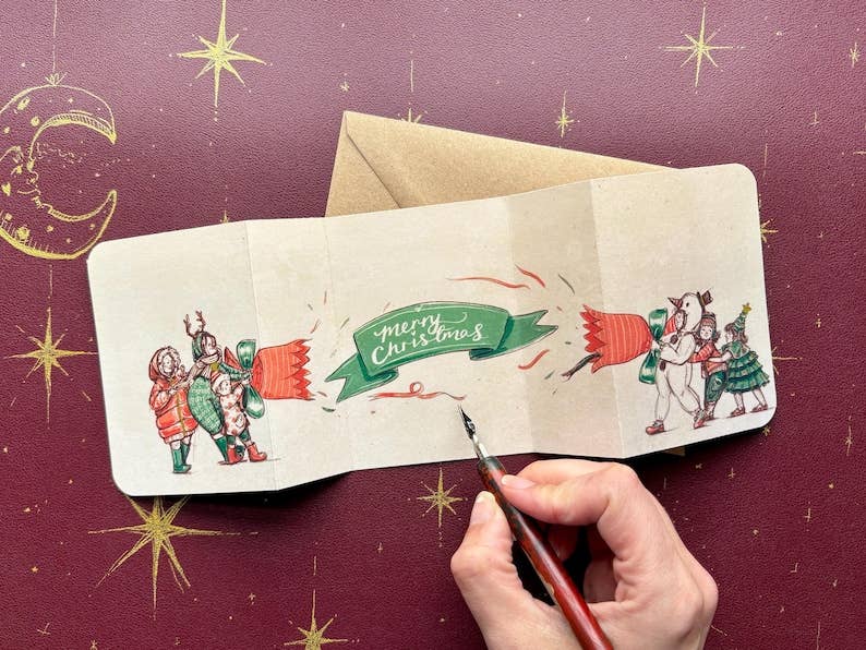 Vintage Christmas Cracker Card “The Carol Singers”