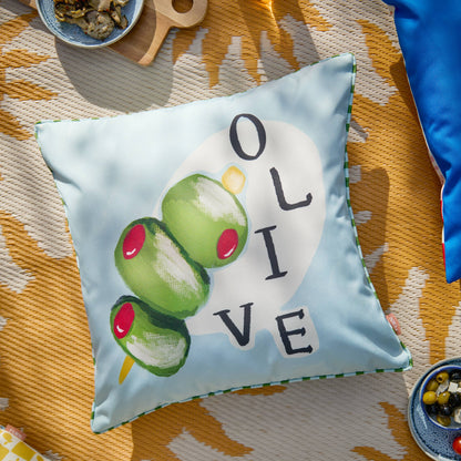 Mediterranean Olive Outdoor Cushion Olive/Blue
