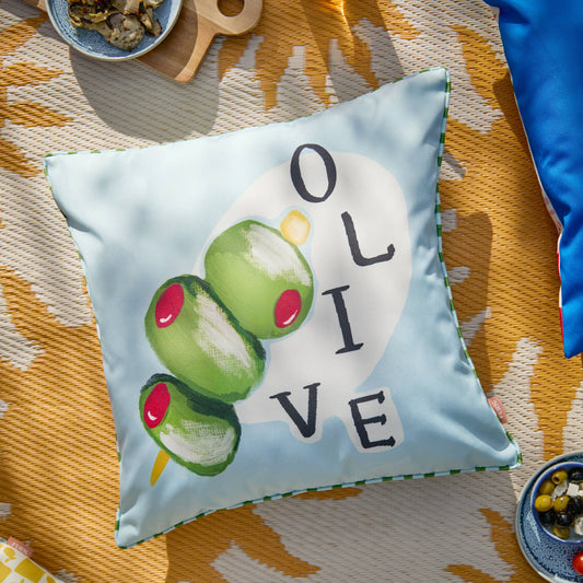Mediterranean Olive Outdoor Cushion Olive/Blue