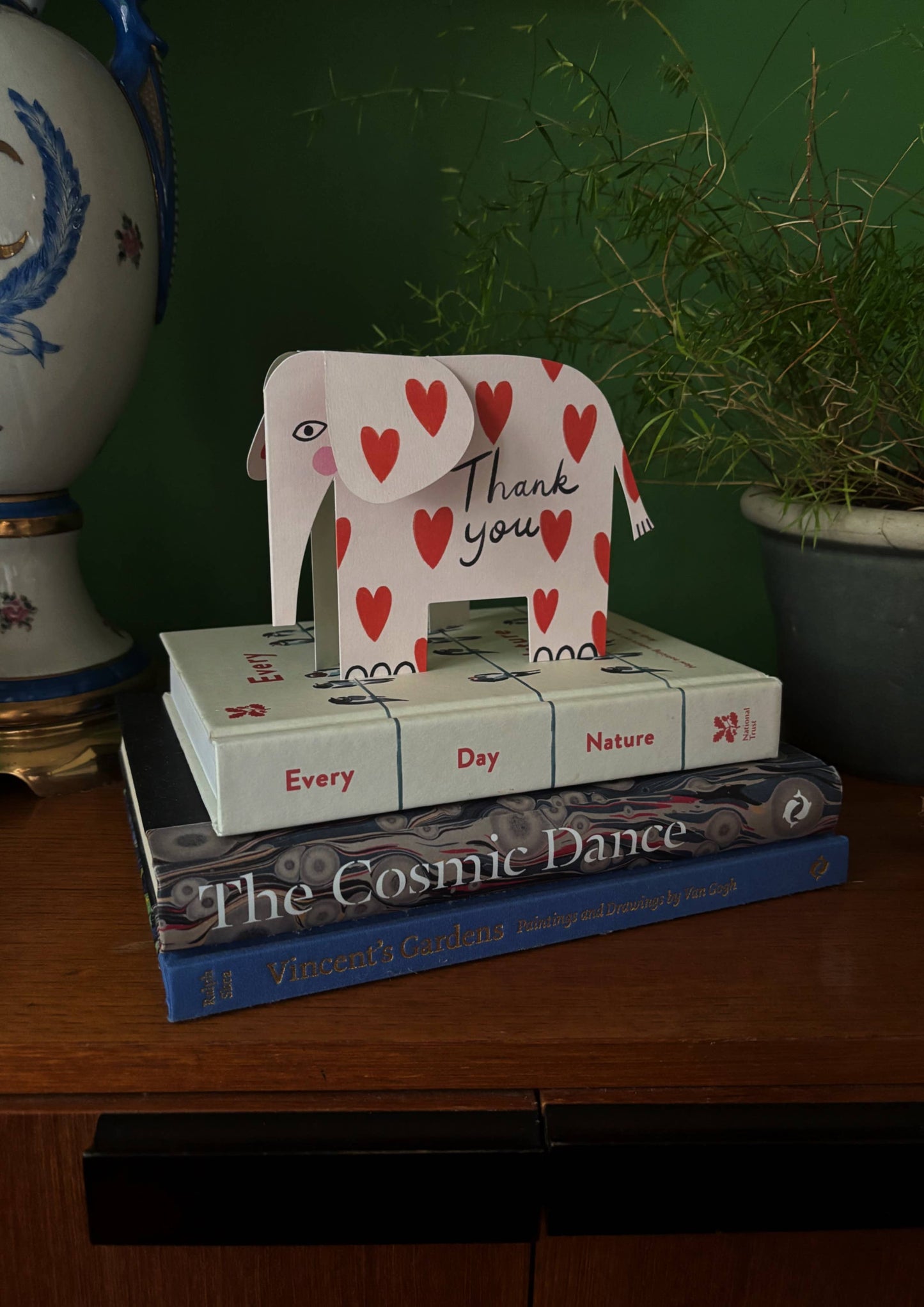 Hearts Elephant A6 Standing Luxury Eco Card - Thank You