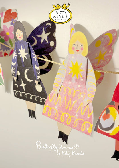 Butterfly Woman Sitting Greeting Card - Stardust