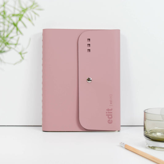 A5 recycled leather wire-bound folio - EDIT powder pink