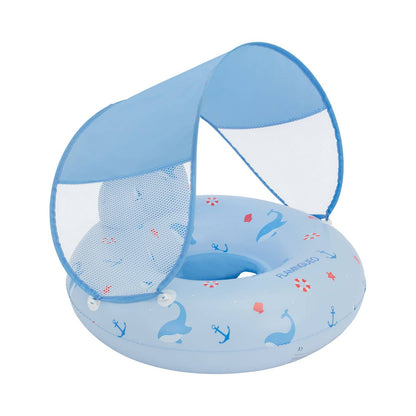 Baby-blue float with seat and canopy