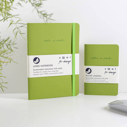Notebook A6 Recycled Leather & Paper Journal Green
